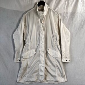 Athleta Womens S Vista Jacket Cotton Lightweight White Short Trench Chore Coat